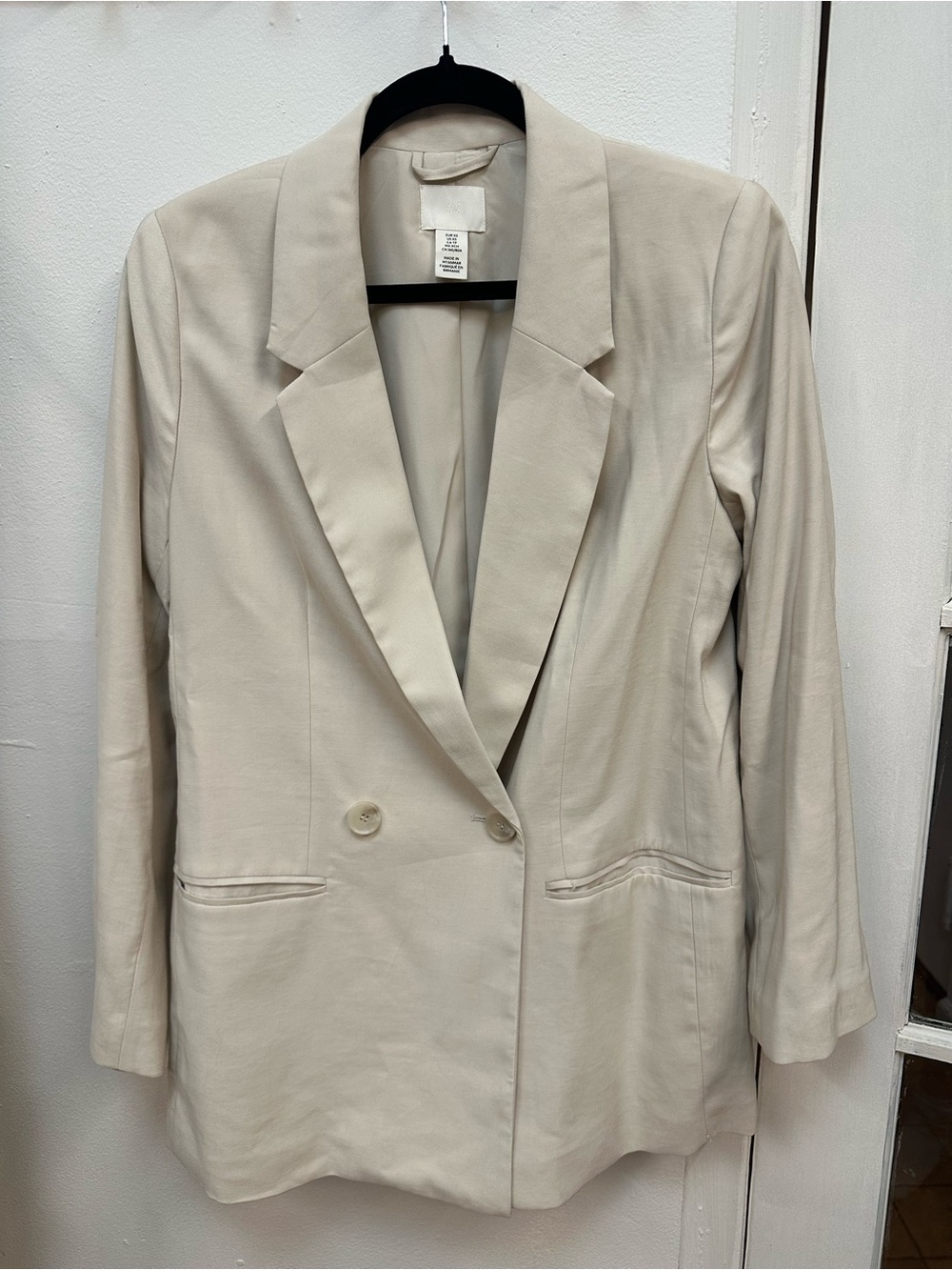 H&M Cream Double-Breasted Blazer Jacket